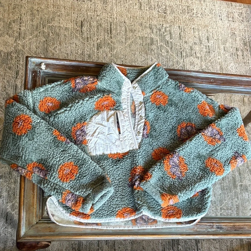 PacSun Green and Orange Fleece Jacket - Picture 2 of 3